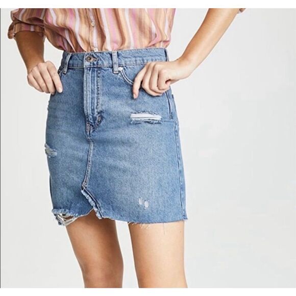 Free People Skirt Jean Skirt Hallie Mini Denim Size 27 - Picture 2 of 10